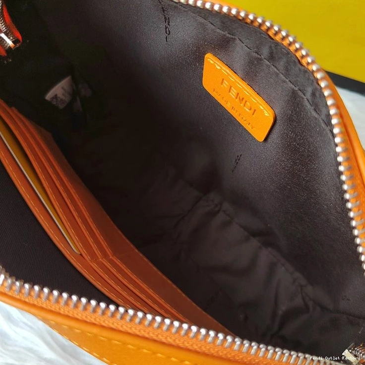 Cheap HOT Fendi Motif Fabric Orange FF Brown Compact Case In Camera 0709